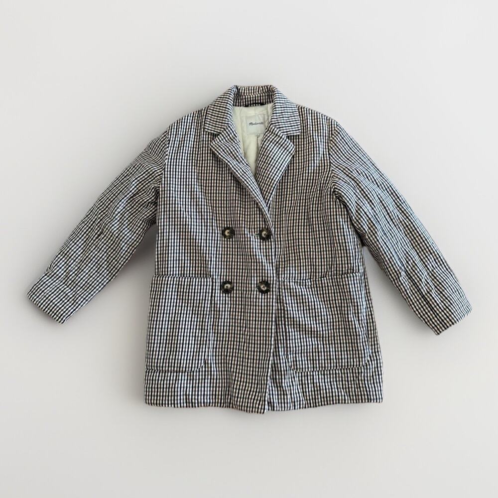 Madewell Women's Double Breasted Padded Blazer Plaid Size M